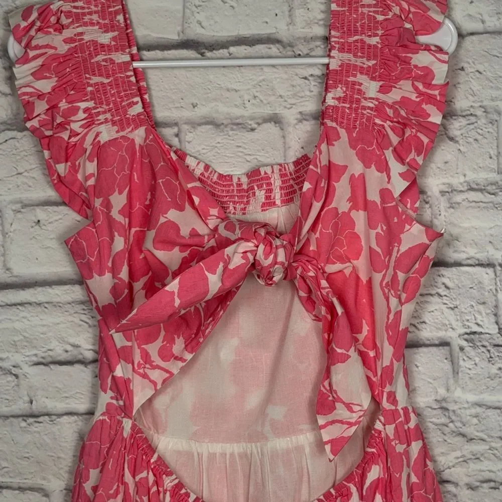 English Factory Pink Floral Backless Midi Dress Size M Resort Cottagecore - Picture 6 of 10
